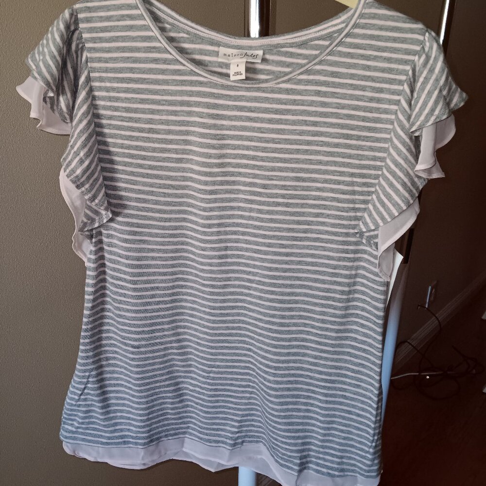 Grey and Pink Stripped Top